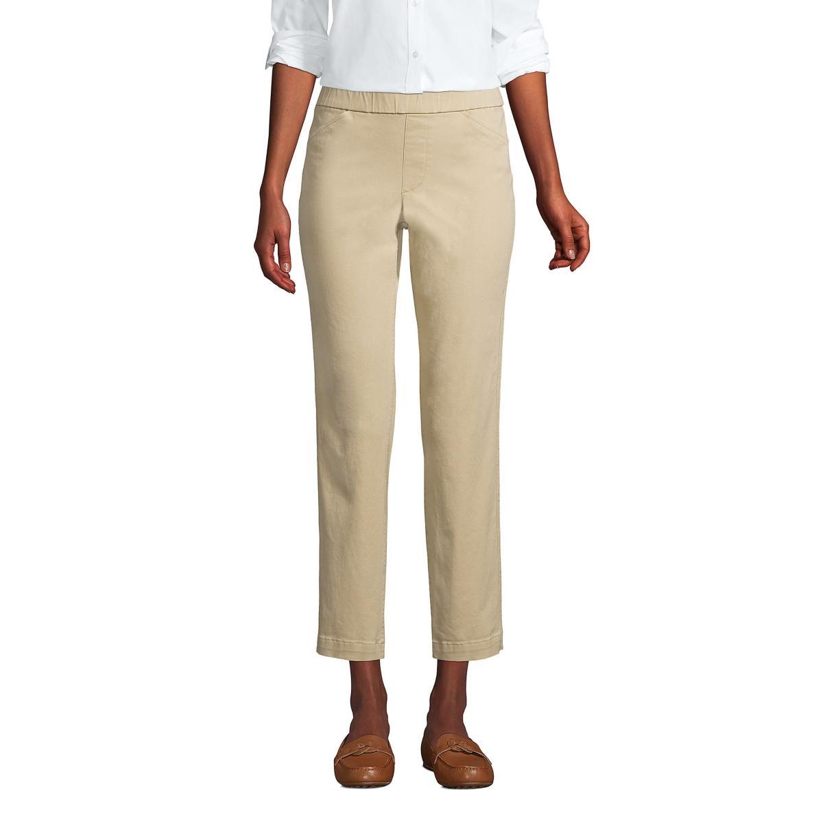 Womens Lands End Pull-On Chino Crop Pants Deep Blue Product Image