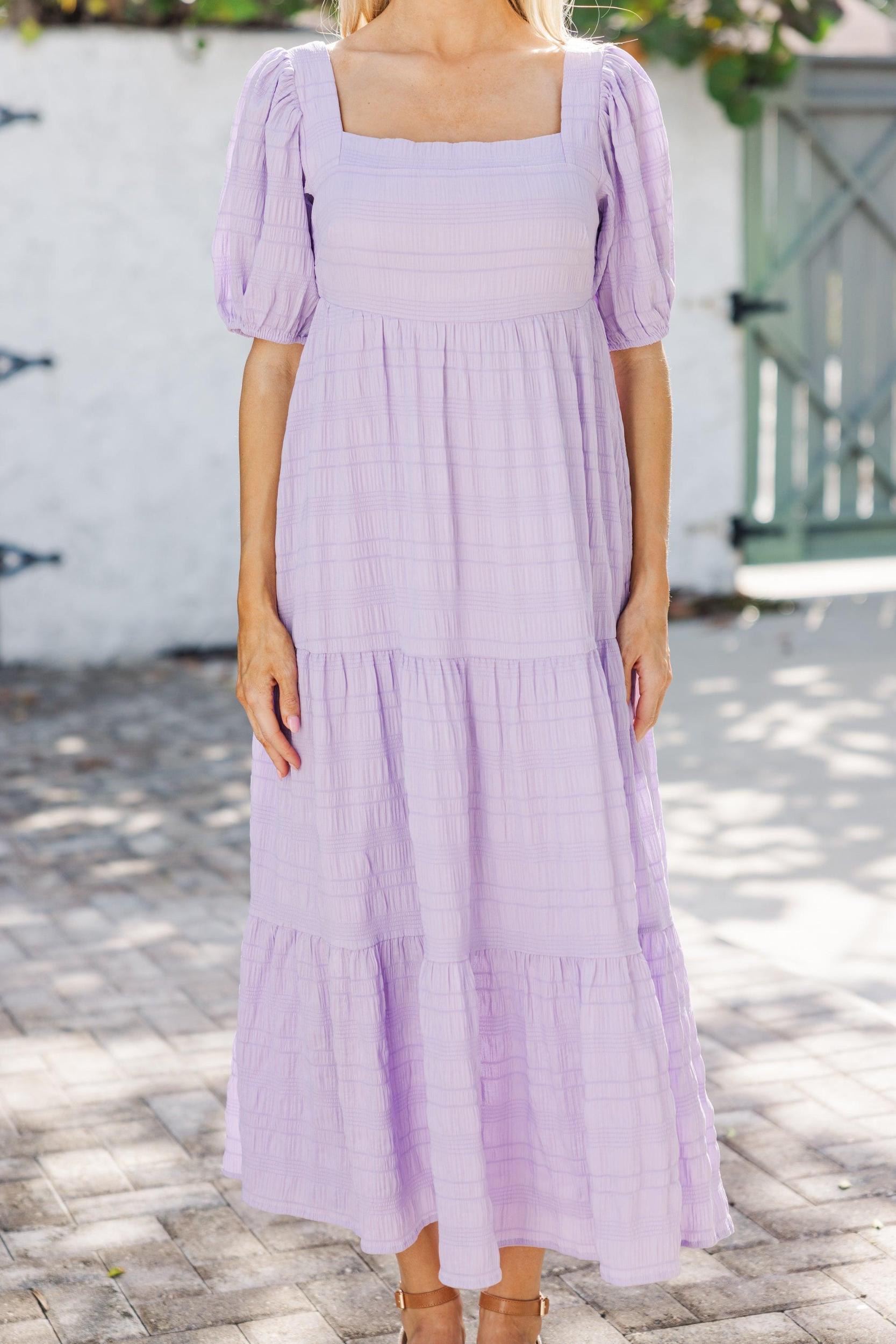 Think About It Lavender Purple Midi Dress Female Product Image