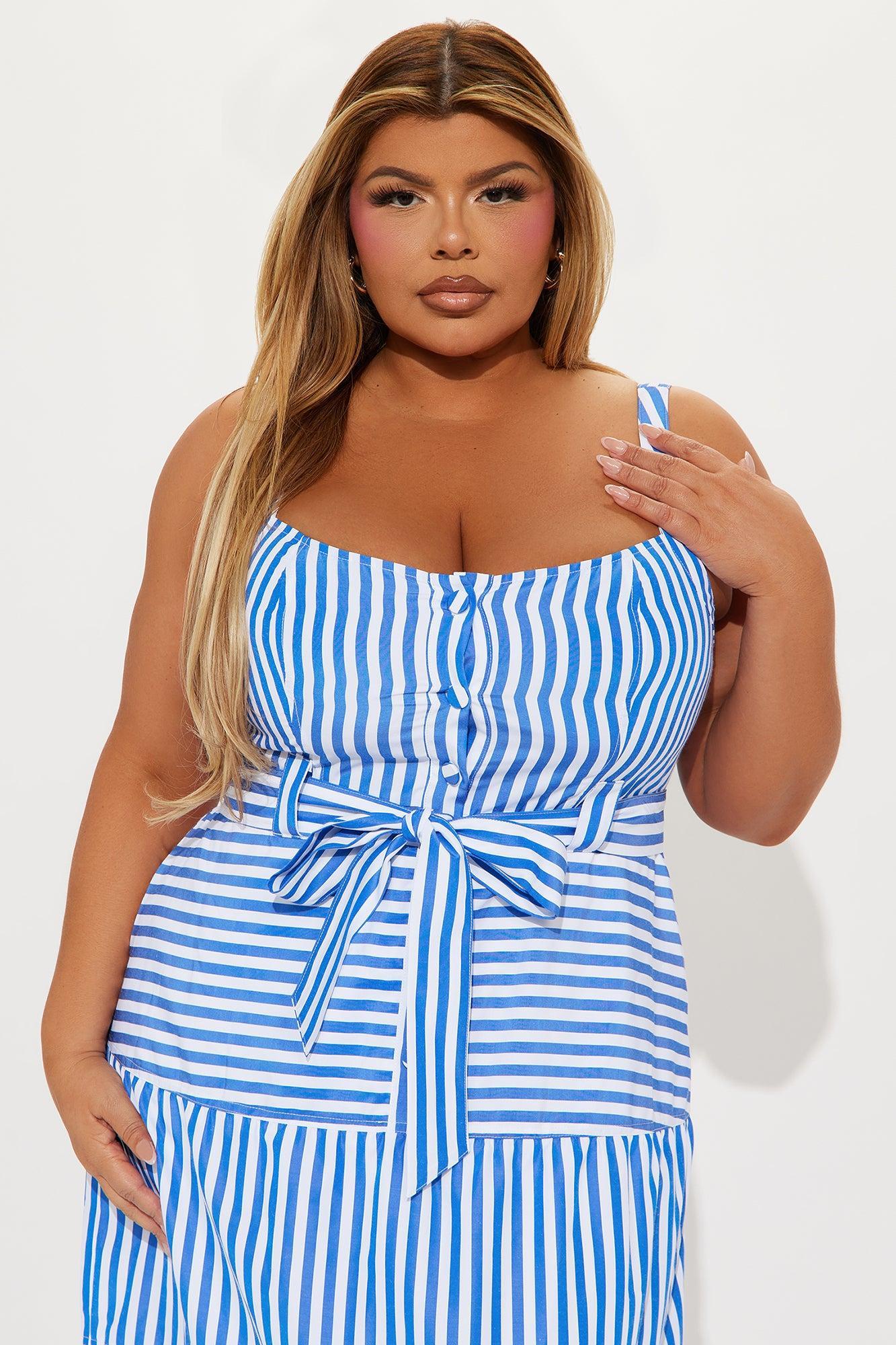 Sally Striped Maxi Dres - Blue Product Image