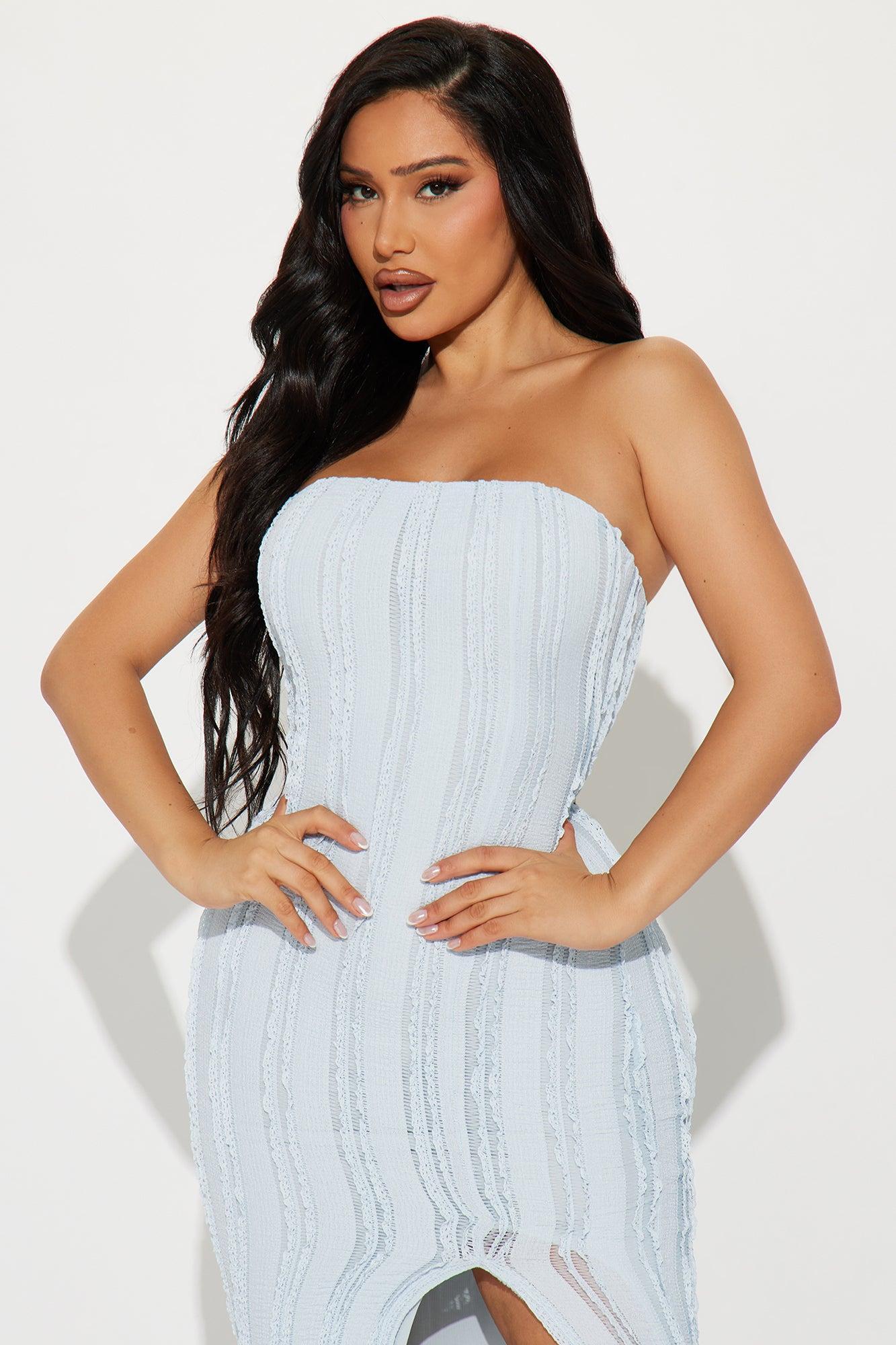 Maribel Textured Maxi Dress - Light Blue Product Image