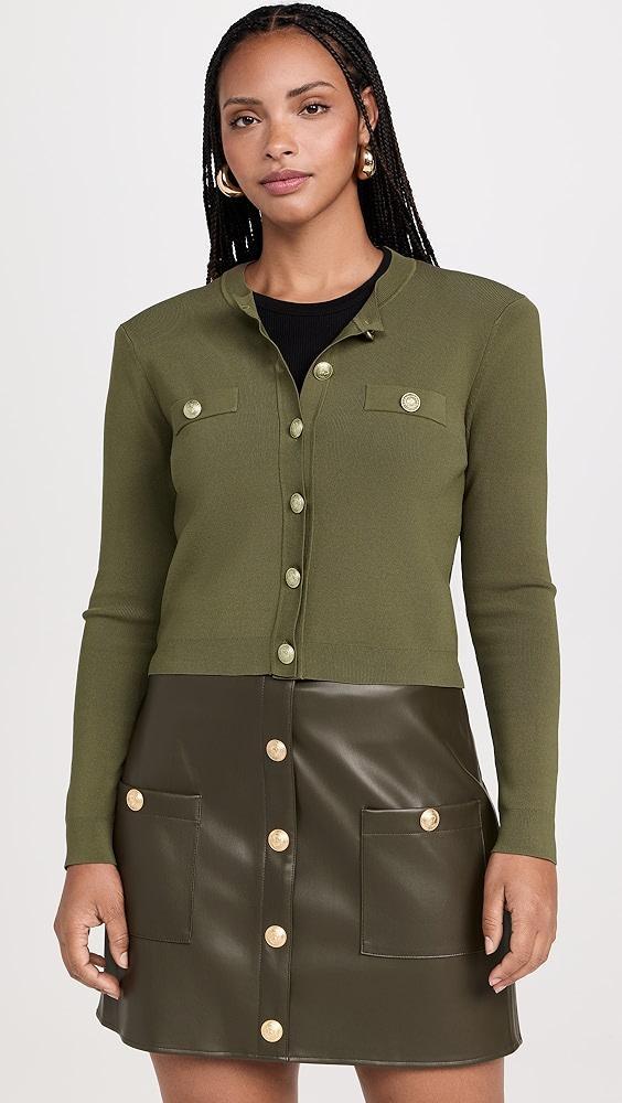 L'AGENCE Toulouse Crop Crew Neck Cardigan | Shopbop Product Image