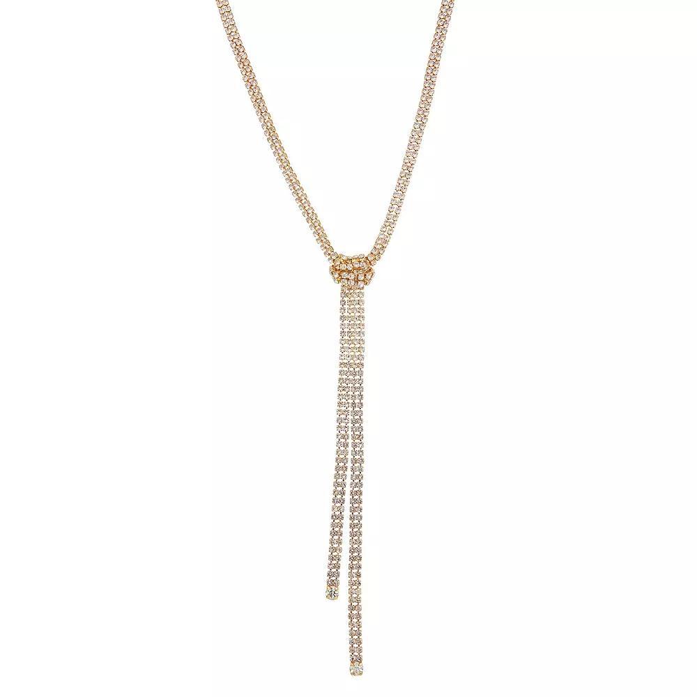 Simply Vera Vera Wang Gold Tone Crystal Knot Y Necklace, Women's Product Image