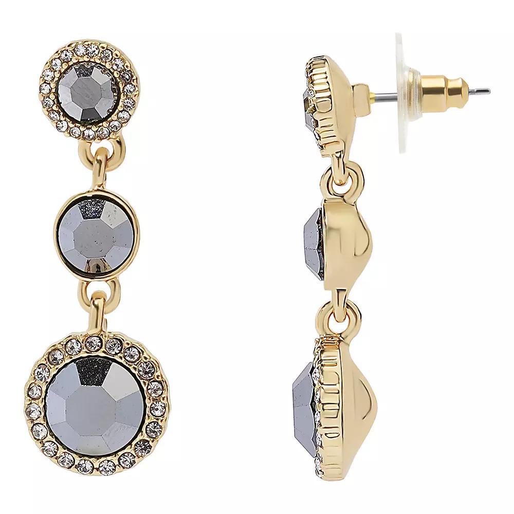 LC Lauren Conrad Crystal Triple Linear Drop Earrings, Women's, Grey Product Image