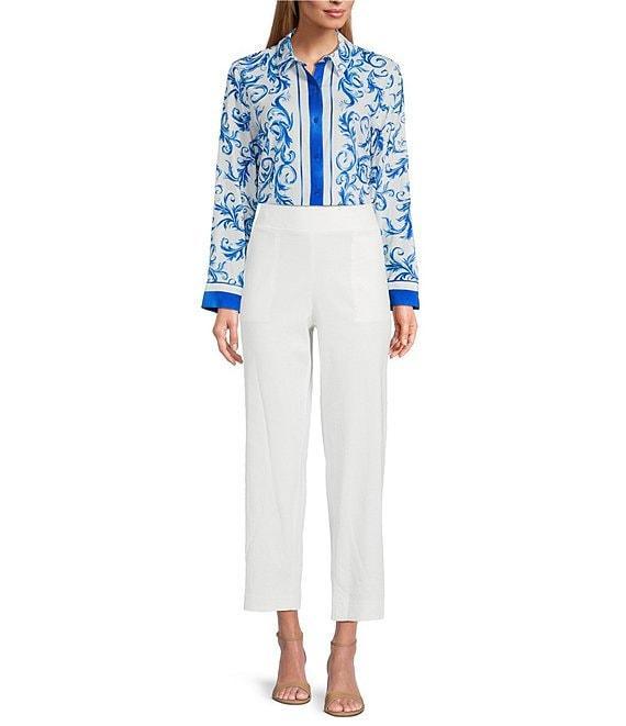 Investments Linen Blend Pull-On Straight Leg Ankle Pants Product Image