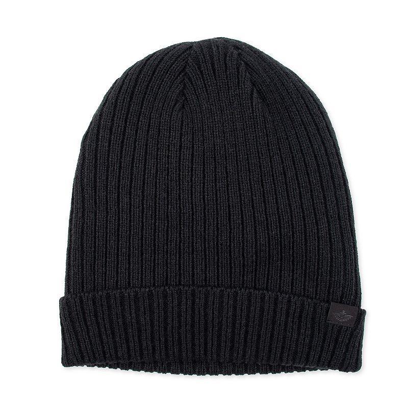 Men's Dockers® Sherpa-Lined Rib Knit Cuffed Beanie, Black Product Image