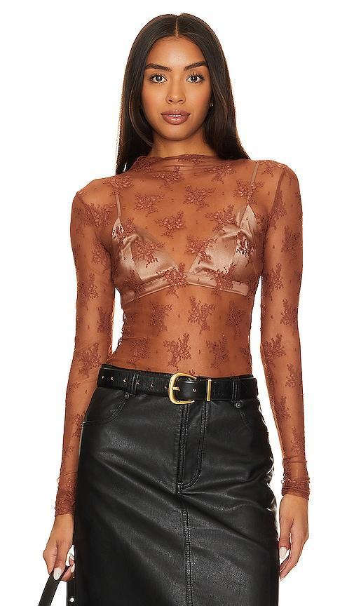 Free People Lady Lux Jacquard Sheer Mock Neck Long Sleeve Layering Top Product Image