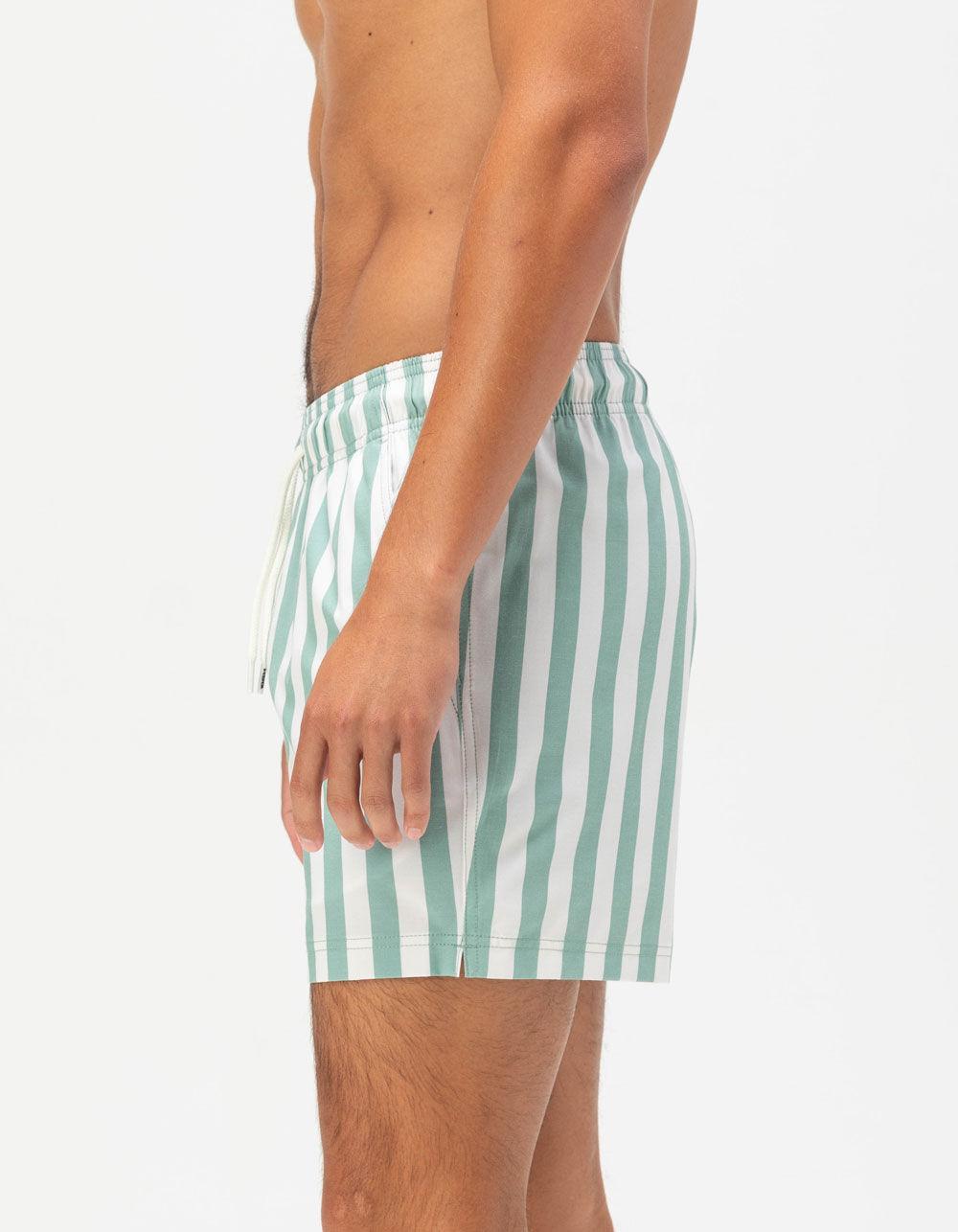 RSQ Mens Bold Stripe Swim Shorts - CADET Product Image