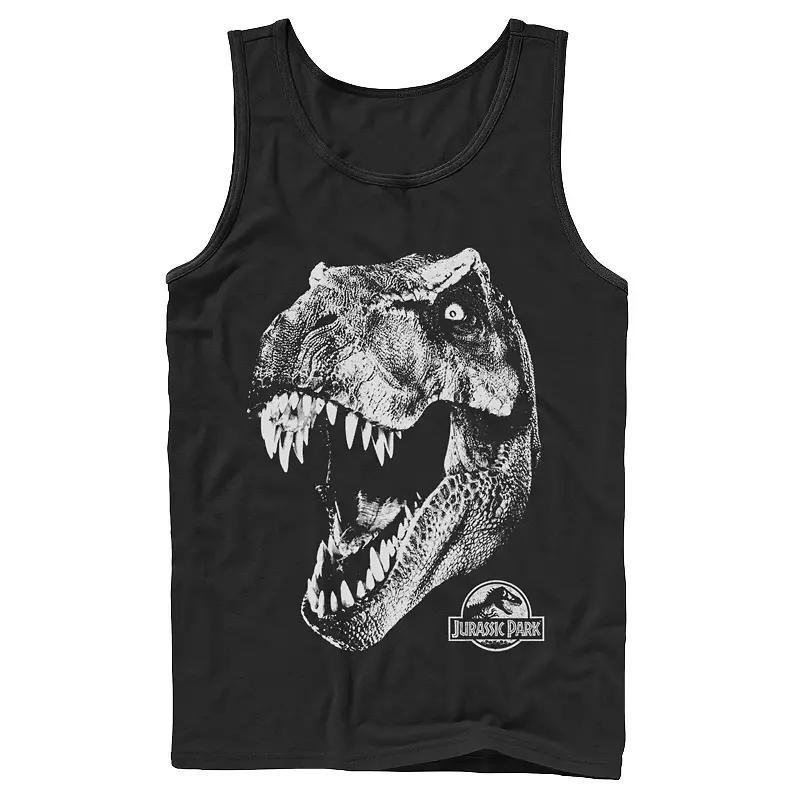 Men's Jurassic Park T-Rex White Head Roaring Tank Top, Size: XL, Black Product Image