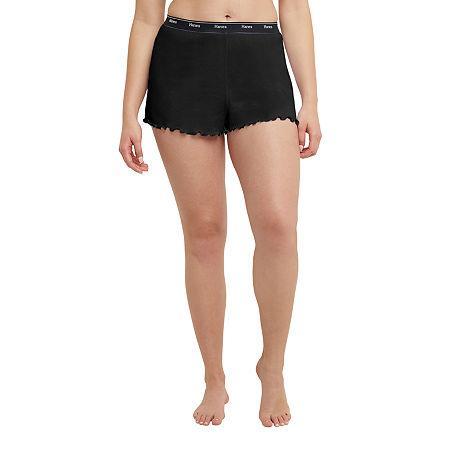 Hanes Originals Womens Rib Lounge Shorts, Lettuce Edge Red River Clay XL Product Image