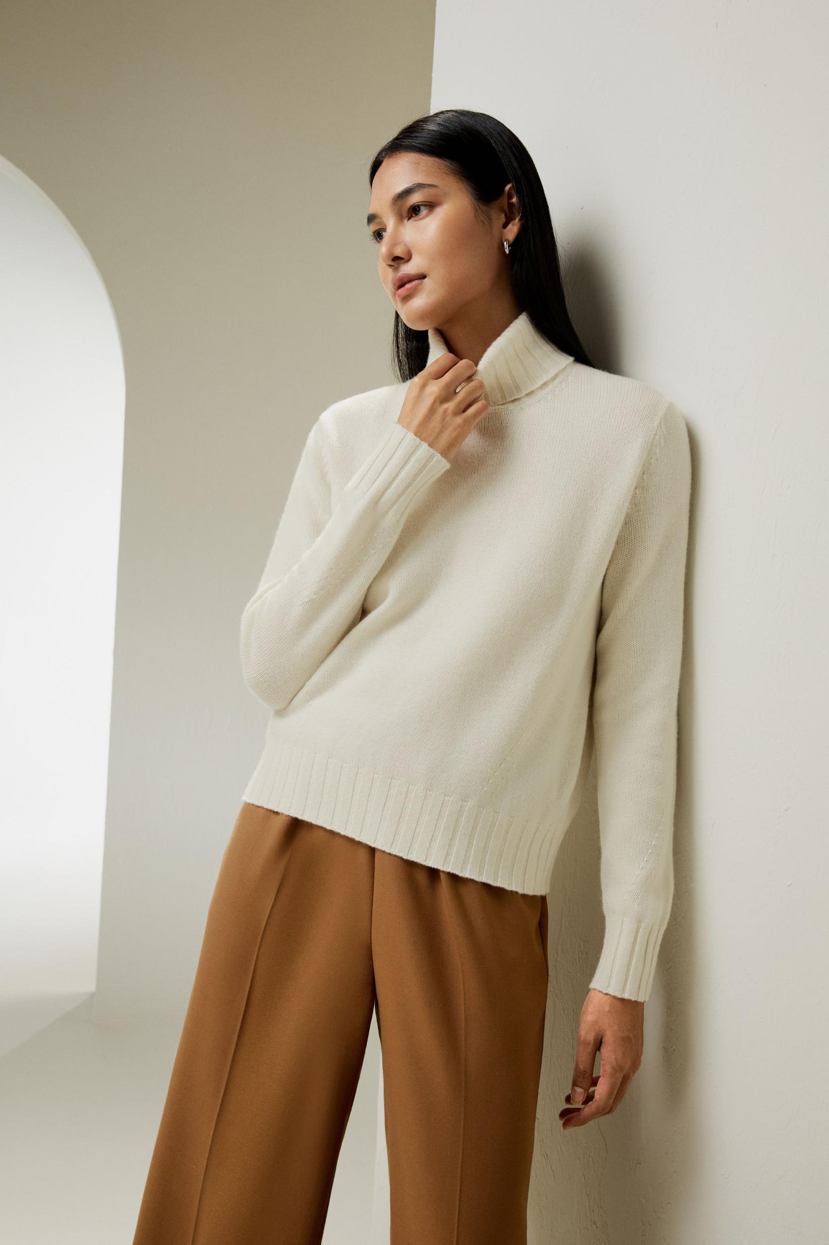Turtleneck Sweater with Rib Hemline Product Image