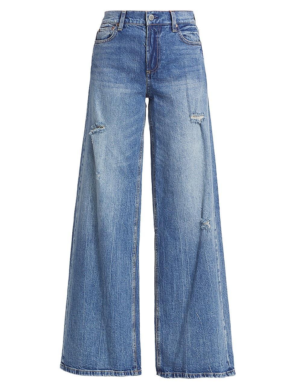 Alice and Olivia Trish Mid Rise Baggy Jeans in Broklyn Blue Product Image
