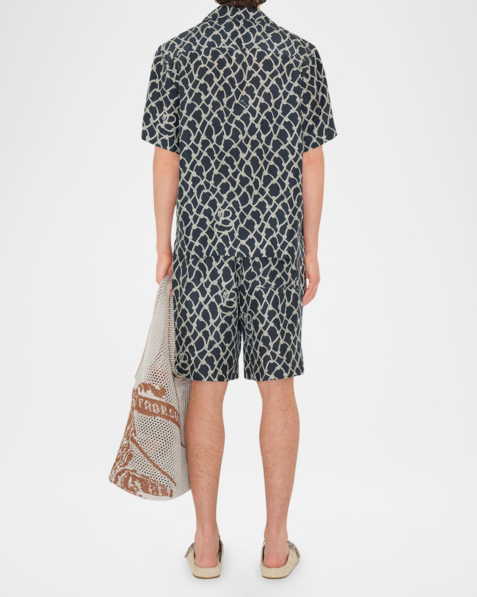 Mens Knot Printed Silk Camp Shirt Product Image
