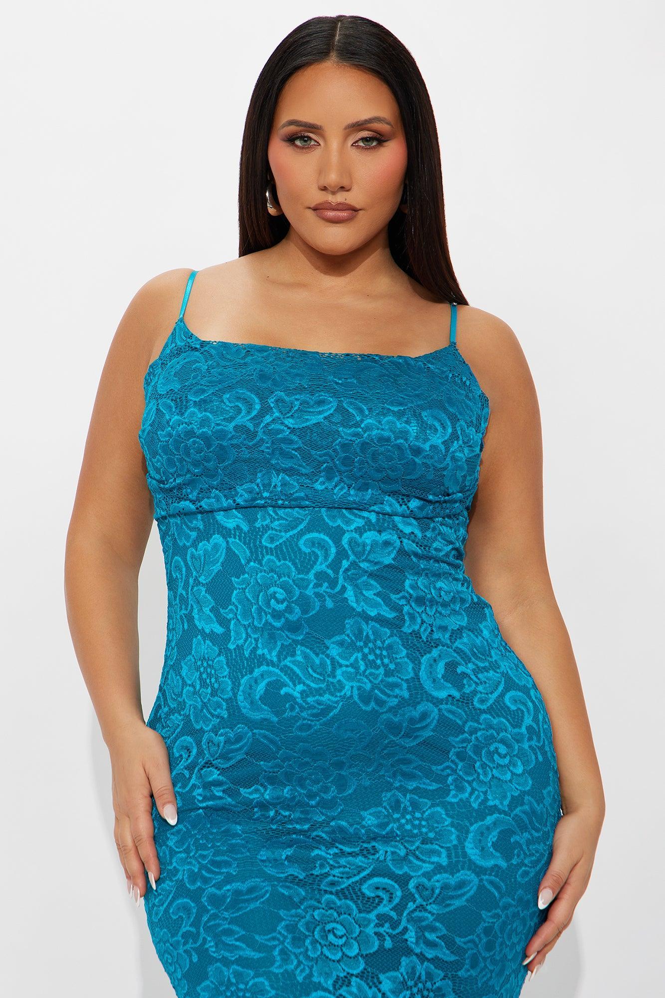 Elegant Lace Maxi Dress - Teal Product Image