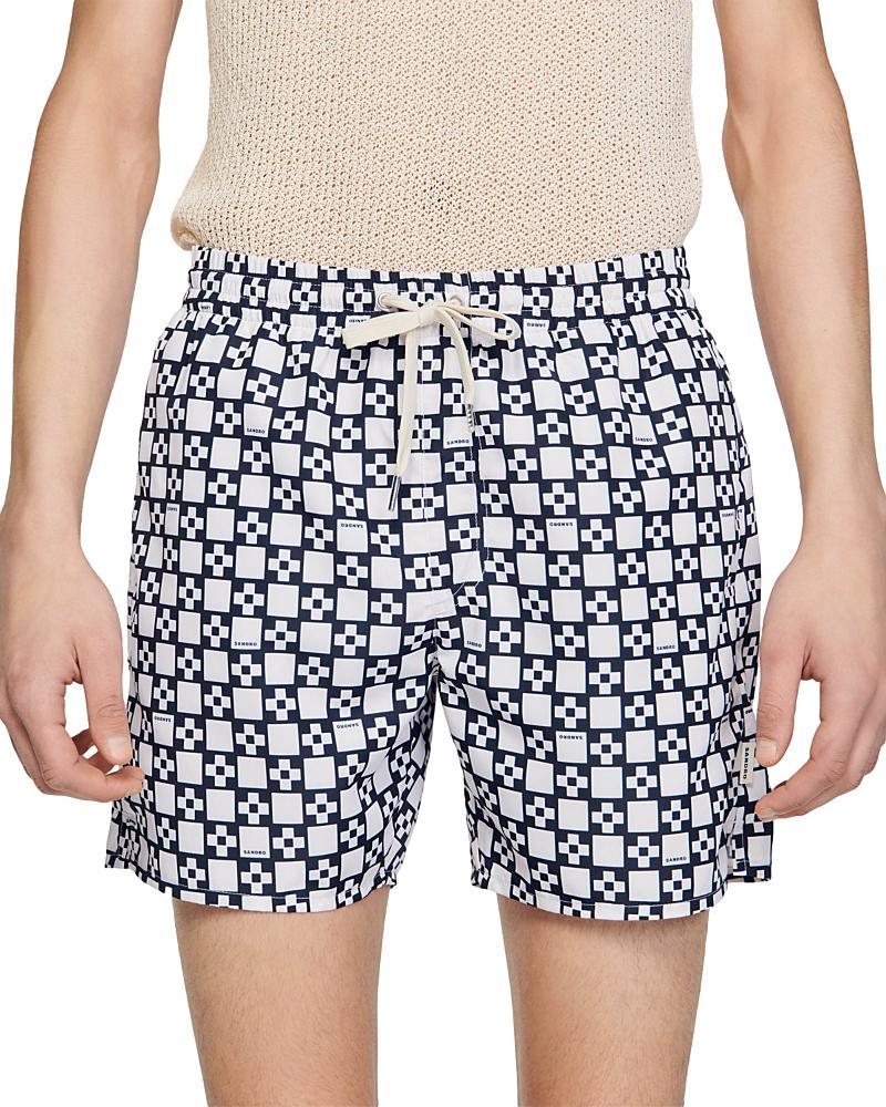 Sandro Mens Square Print Drawstring 5 Swim Shorts Product Image