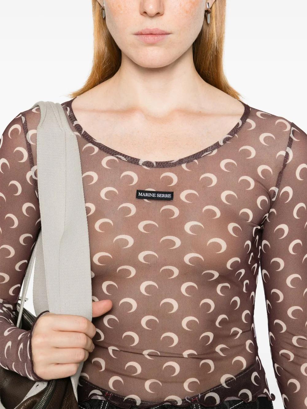 Moon-print mesh crop top Product Image