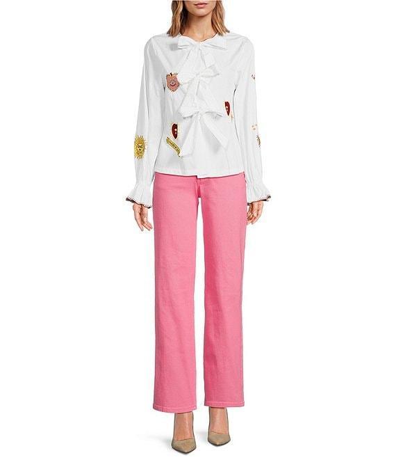 Never Fully Dressed High Rise Denim Scallop Wide Leg Pant Product Image