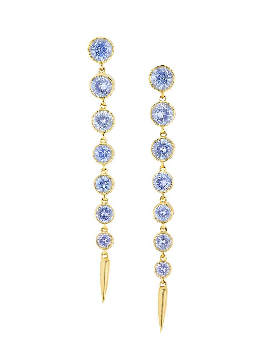 Womens 18K Yellow Gold & Emerald Fringe Earrings Product Image