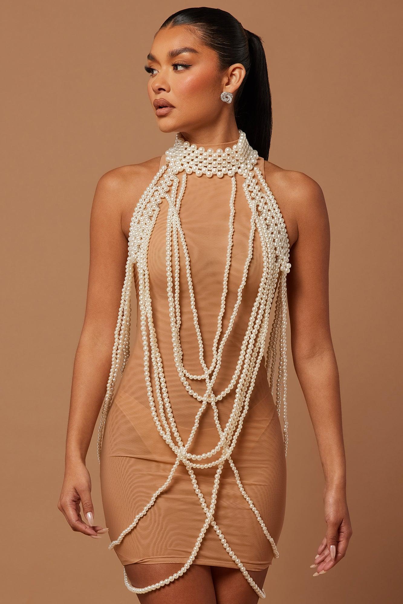 Kimberly Pearl Mini Dress - Nude Product Image