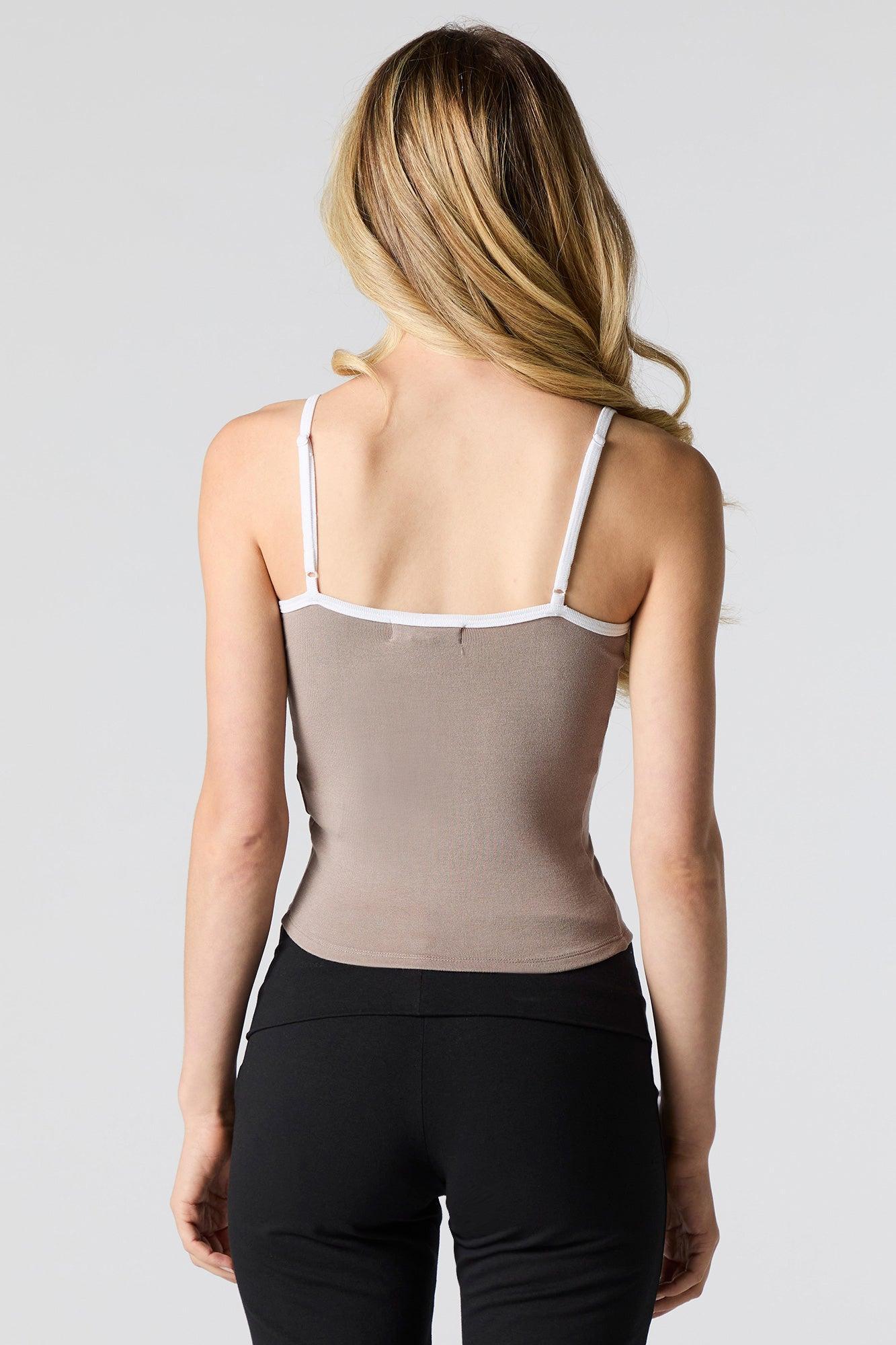 Ribbed Lace Contrast Trim Cami Female Product Image