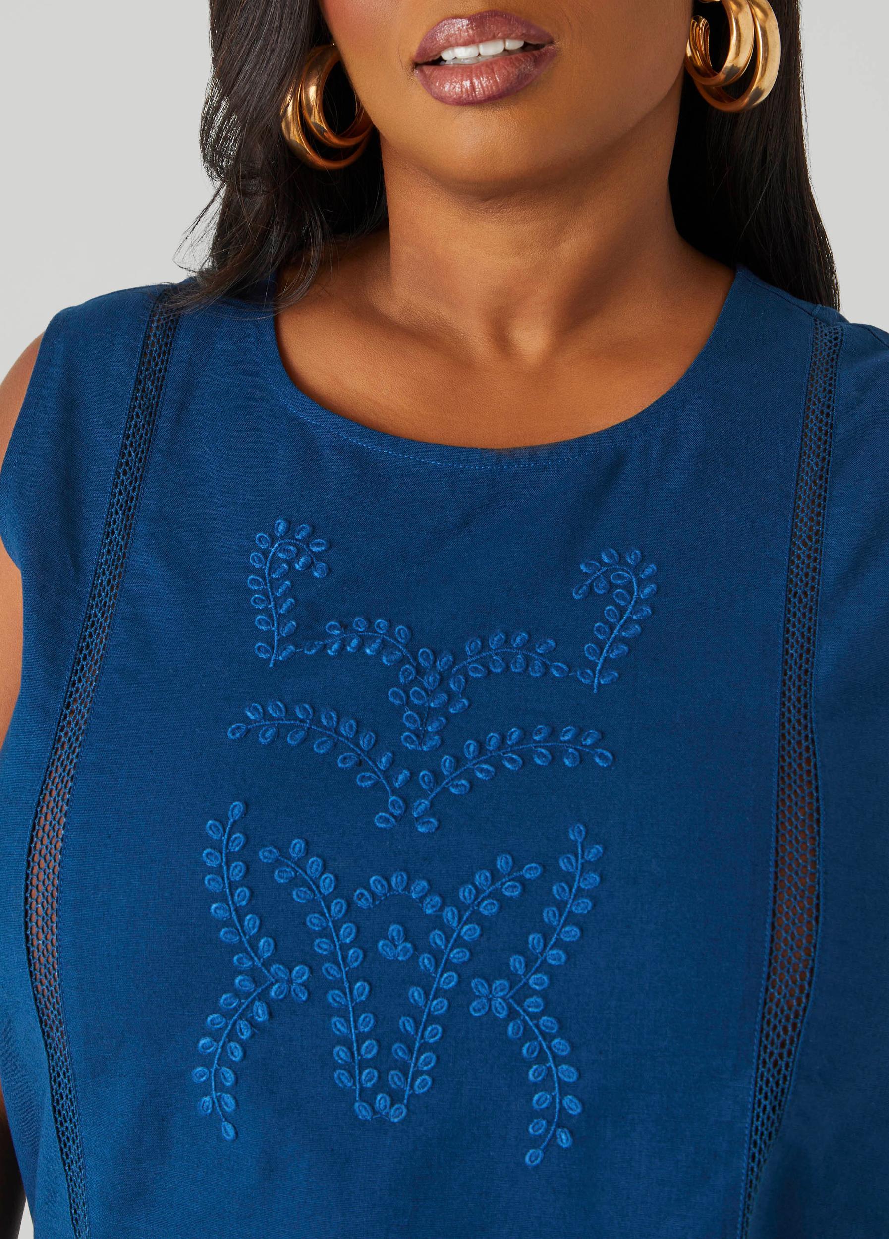 Embroidered Cotton And Linen Top Product Image