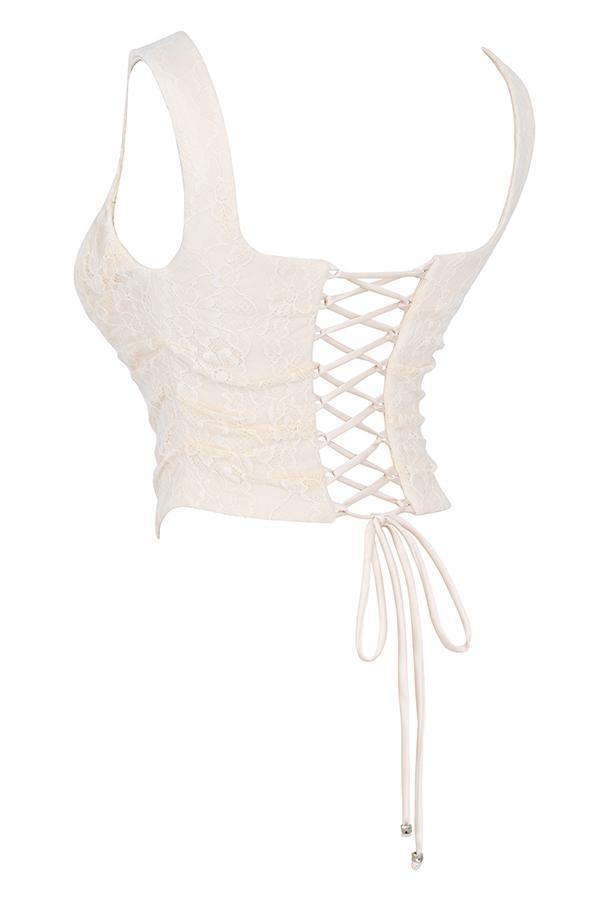 Una Vintage Cream Lace Corset Product Image