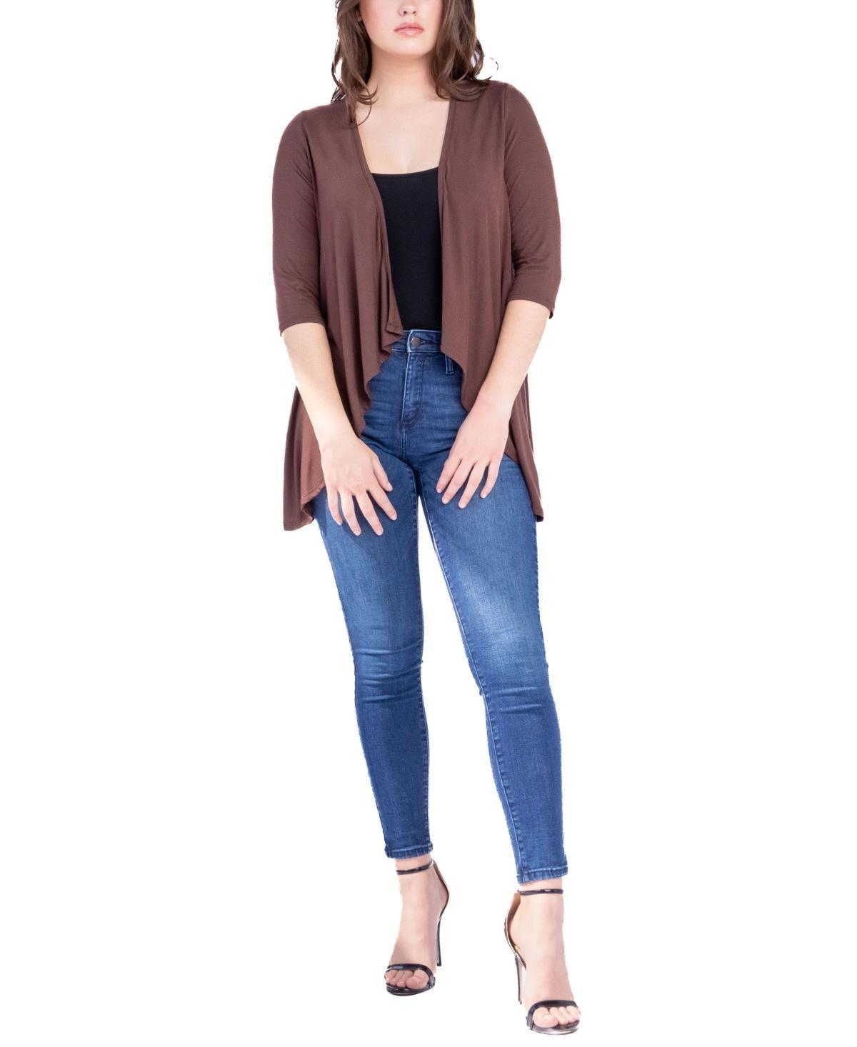 24seven Comfort Apparel Womens Open Front Elbow Length Sleeve Cardigan Sweater Product Image