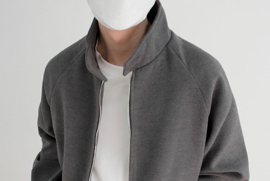 Stand Collar Plain Zip Jacket Product Image