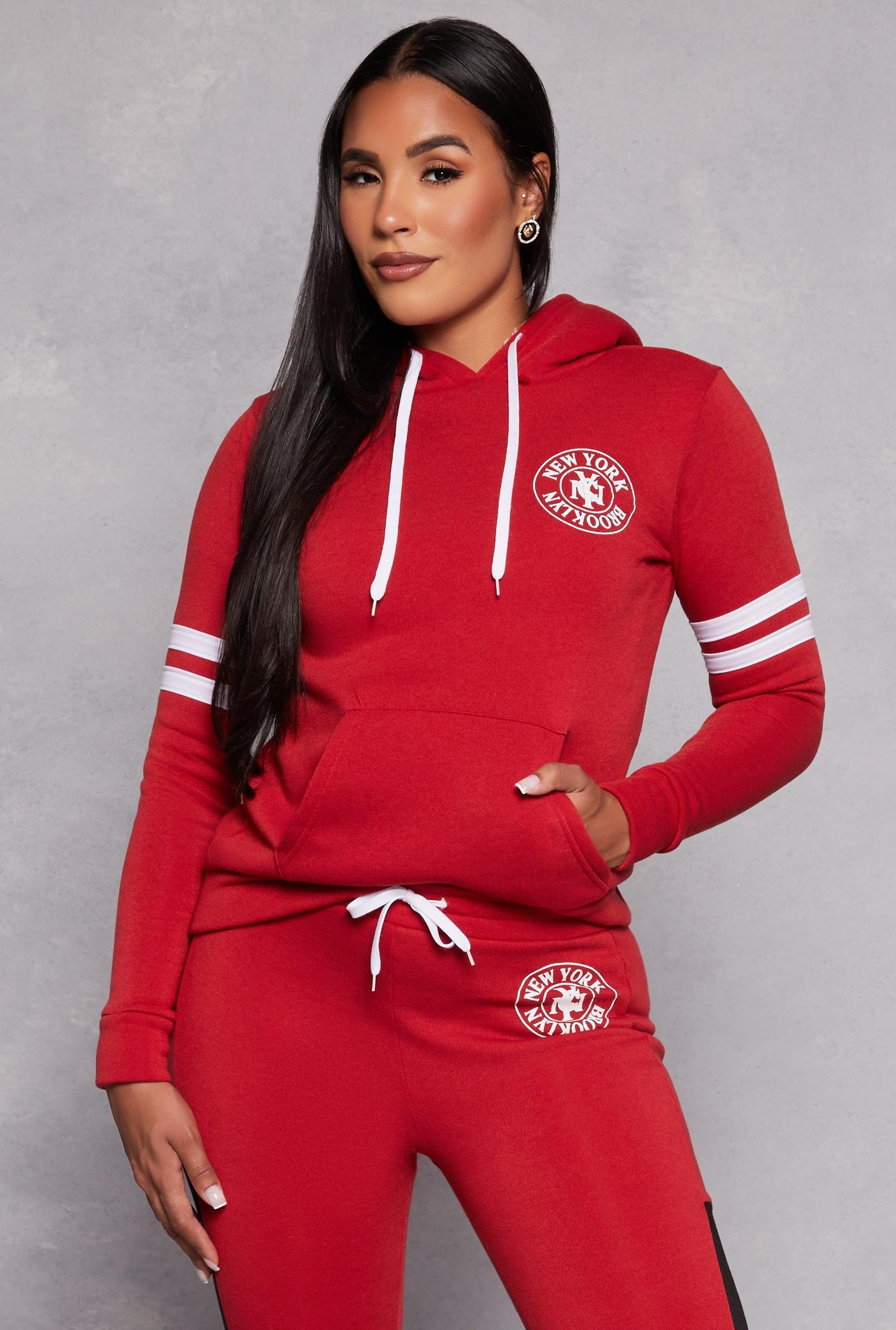 Womens New York Brooklyn Graphic Sherpa Lined Hoodie Product Image