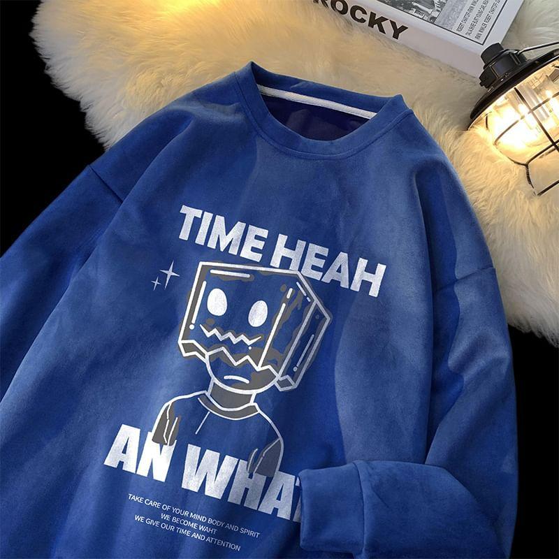 Round Neck Cartoon Print Sweatshirt Product Image