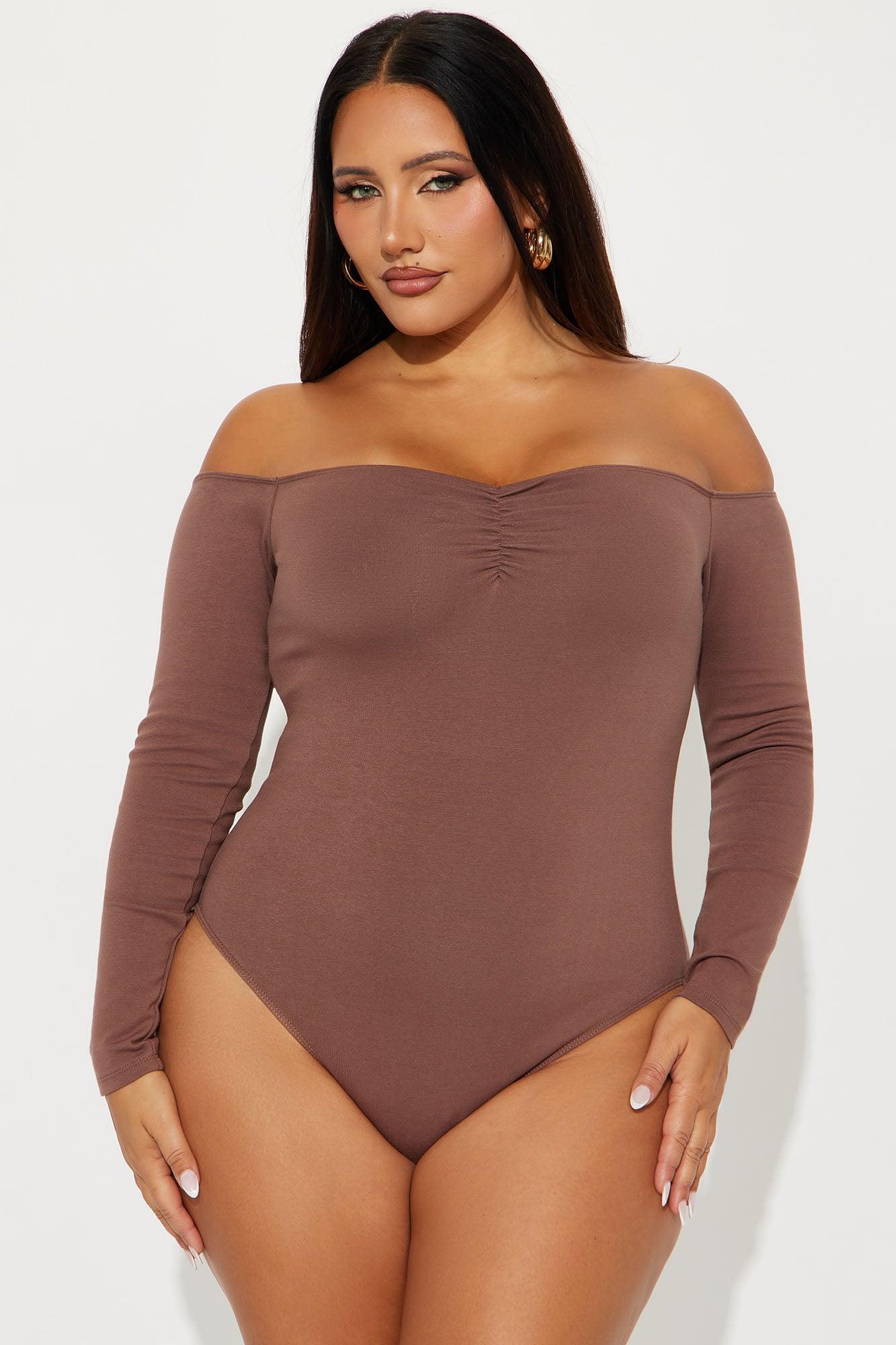 Kelly  Off Shoulder Bodysuit - Mocha Product Image