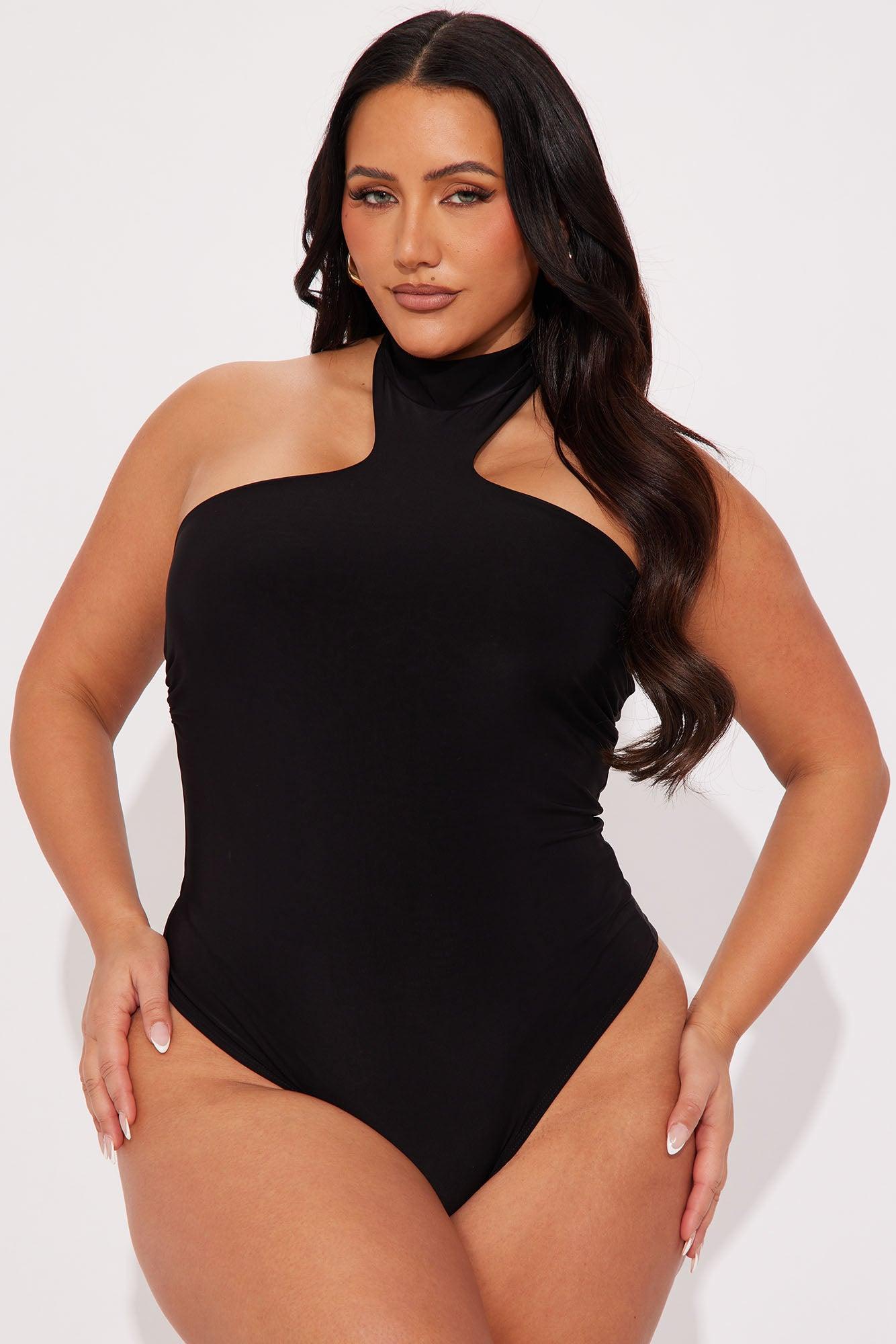 Vivian Y-Neck Halter Bodysuit - Black Product Image