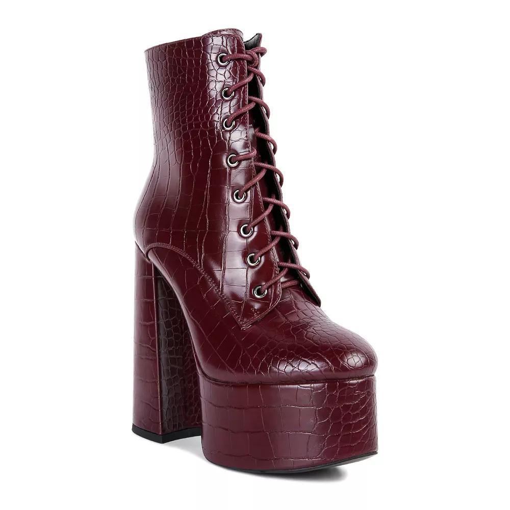 London Rag Magdalene Women's Platform Ankle Boots, Size: 10, Red Product Image
