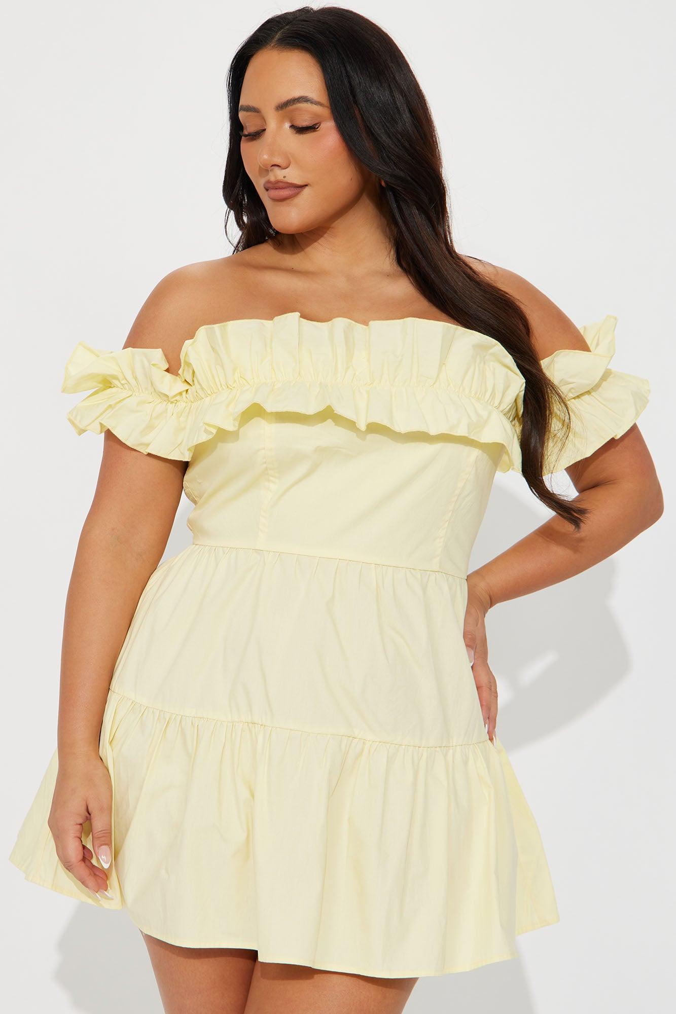 Melissa Poplin Mini Dress - Yellow Product Image
