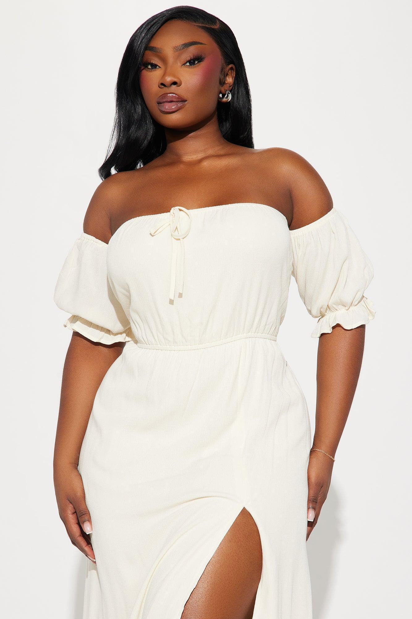 Lily Off Shoulder Maxi Dress - Cream Product Image