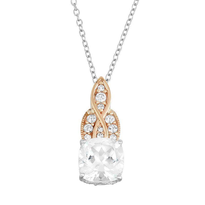 100 Facets of Love 10k Gold Lab-Created White Sapphire Pendant, Women's, Size: 18", Two Tone Product Image