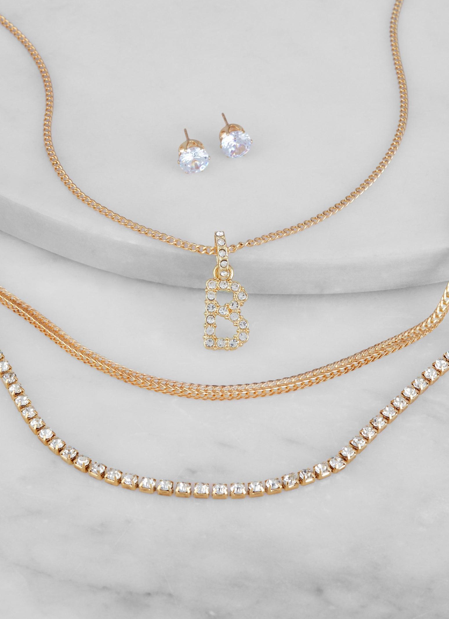 Religious Charm Layered Necklace and Drop Earrings Female Product Image