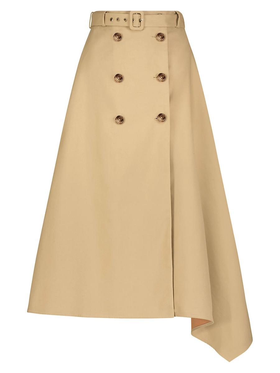 Womens Twill Belted A-Line Midi-Skirt Product Image