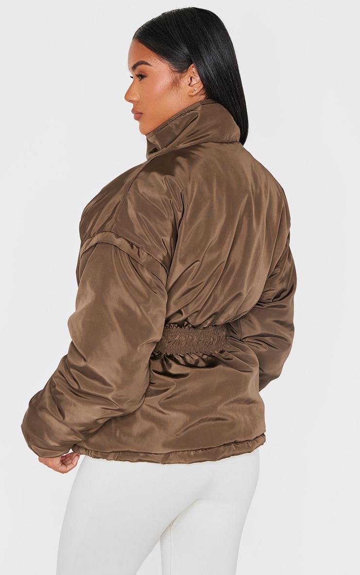  Olive Cinched Waist Padded Jacket Product Image