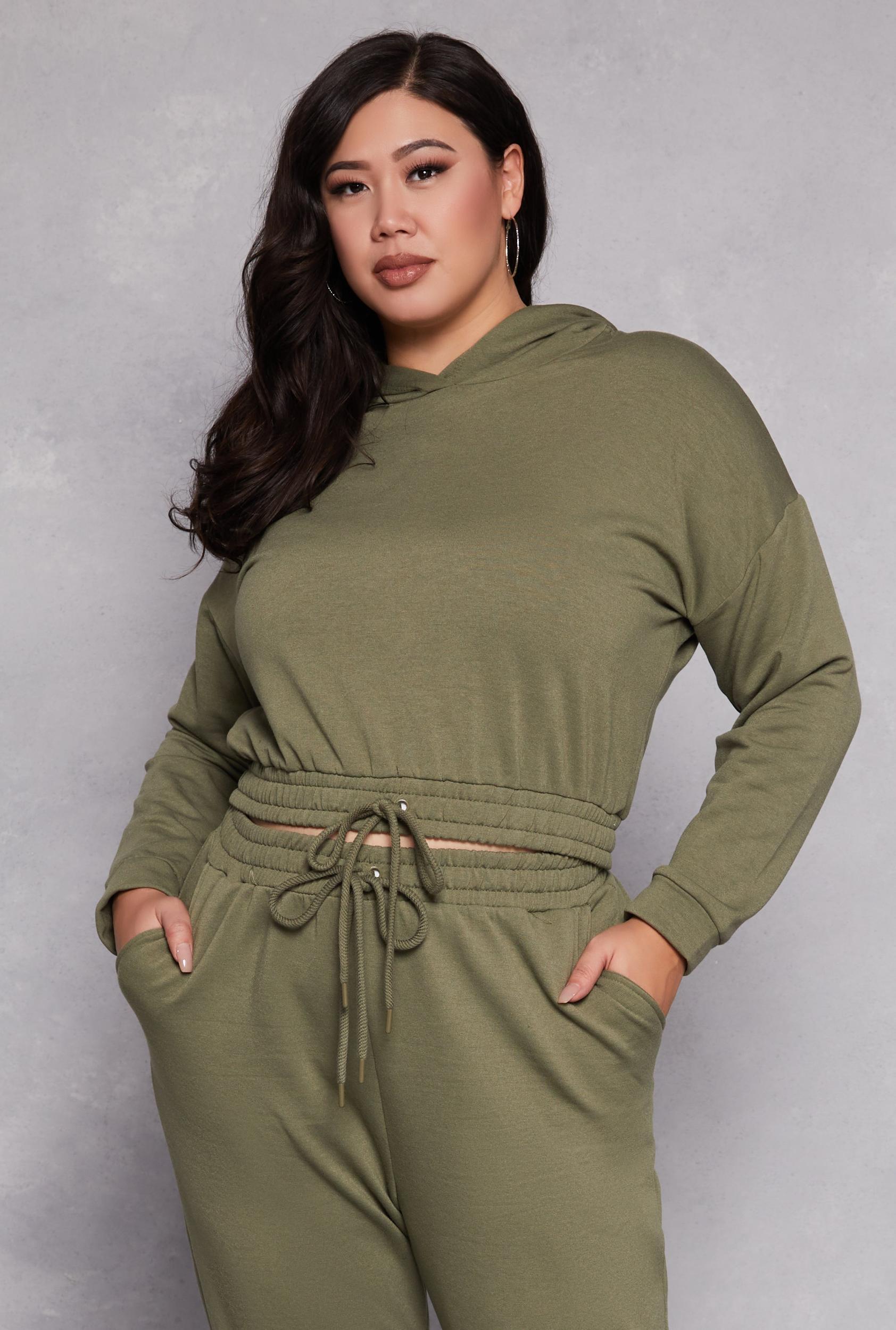Womens Plus Size Iris Elastic Hem Hooded Sweatshirt Product Image