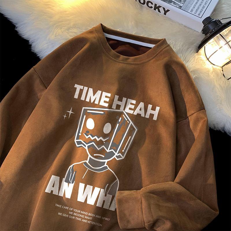 Round Neck Cartoon Print Sweatshirt Product Image