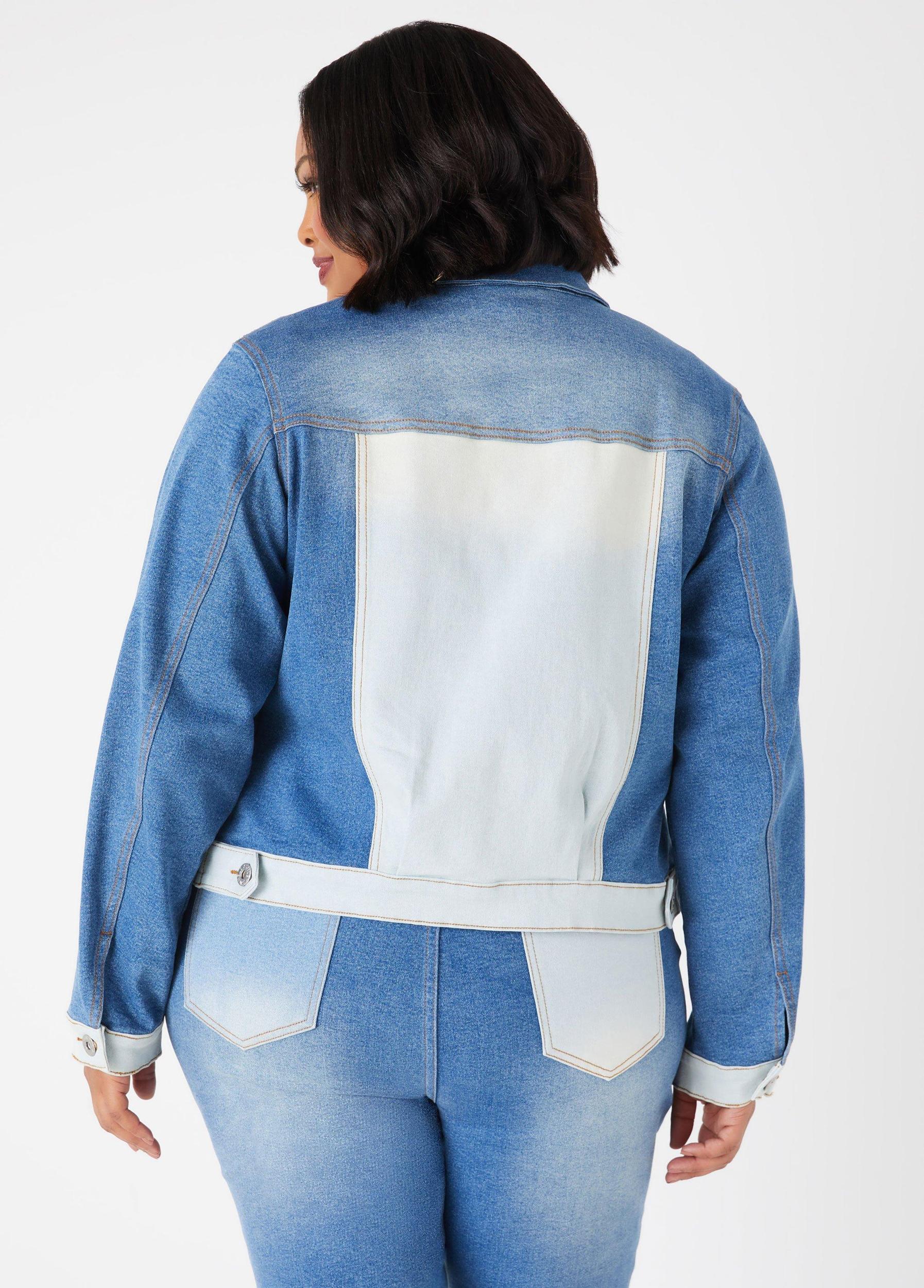 Colorblock Denim Trucker Jacket Product Image