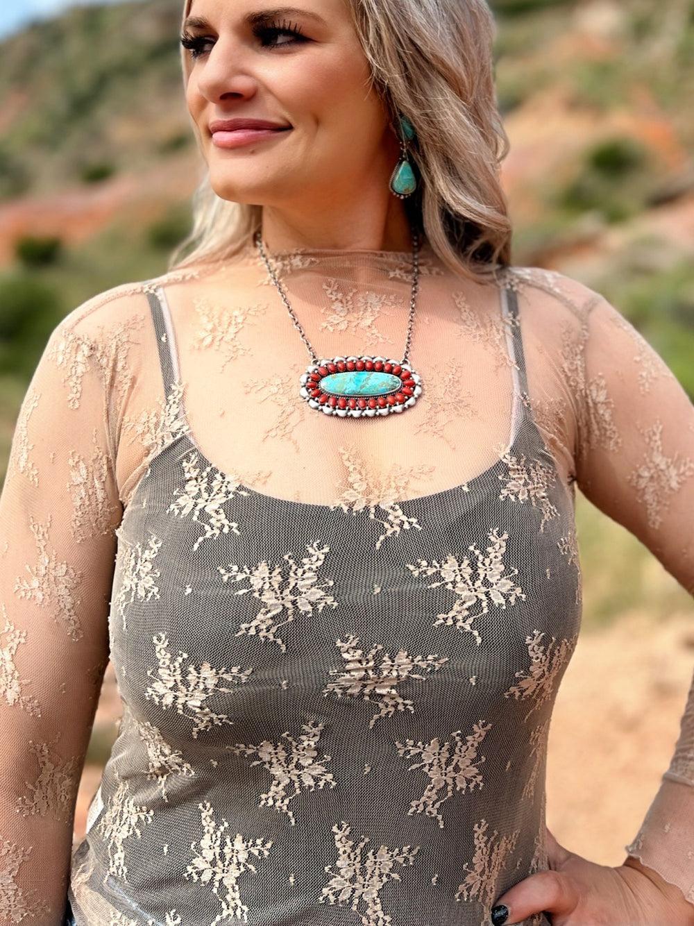 Turquoise Zebra Navajo Handcrafted Sterling Necklace Product Image