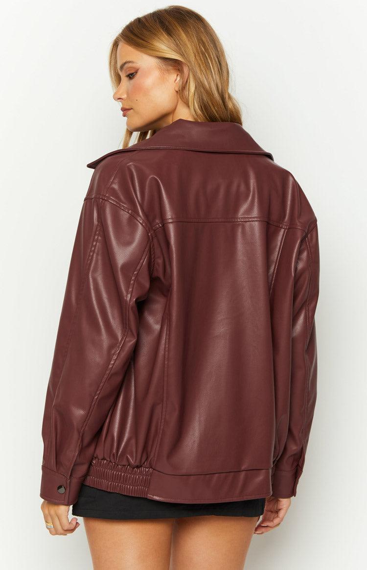 Abbi PU Red Bomber Jacket Girls Product Image