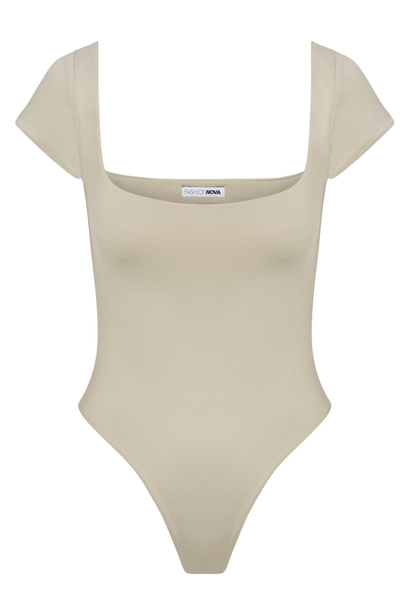 Contour Double Lined Square Neck Bodysuit - Stone Product Image