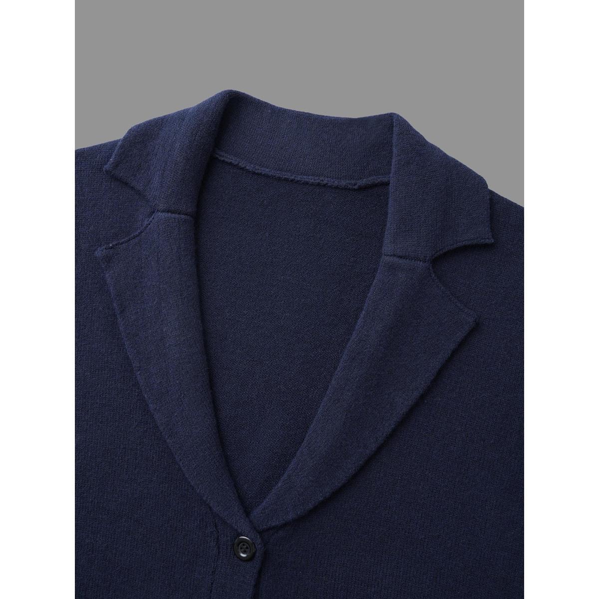 Plus Size Supersoft Essentials Suit Collar Patch Pocket Cardigan Midnight Women Casual Loose Long Sleeve Everyday Cardigans BloomChic 22-24/3X Product Image
