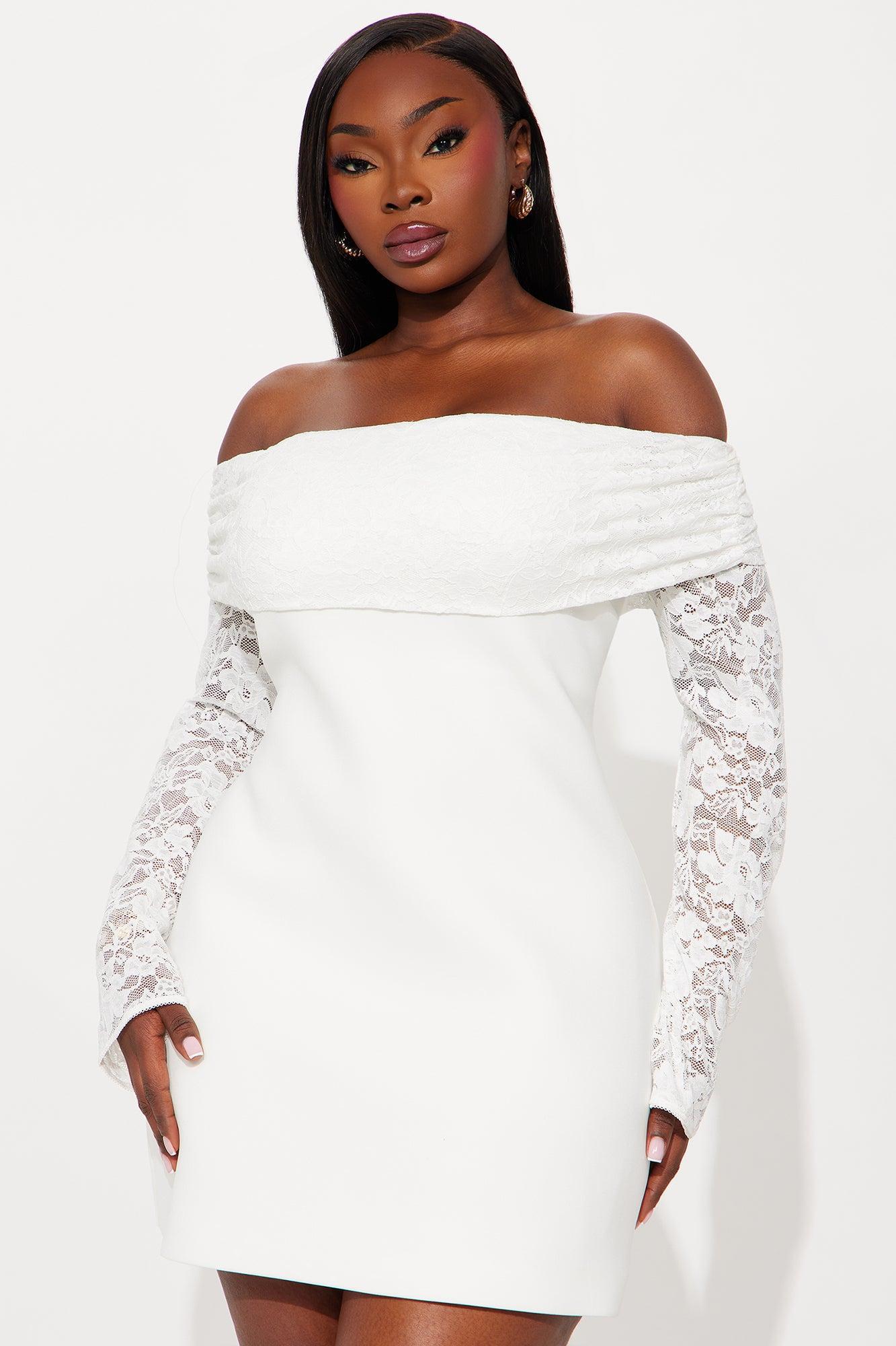 Milani Long Sleeve Mini Dress - White Product Image