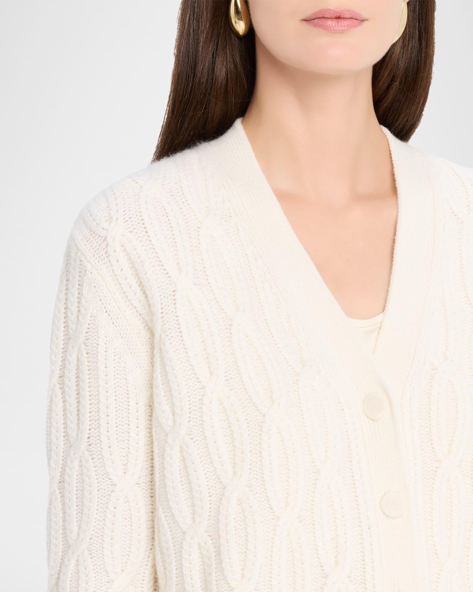 Cashmere Braided Cable-Knit Cardigan Product Image