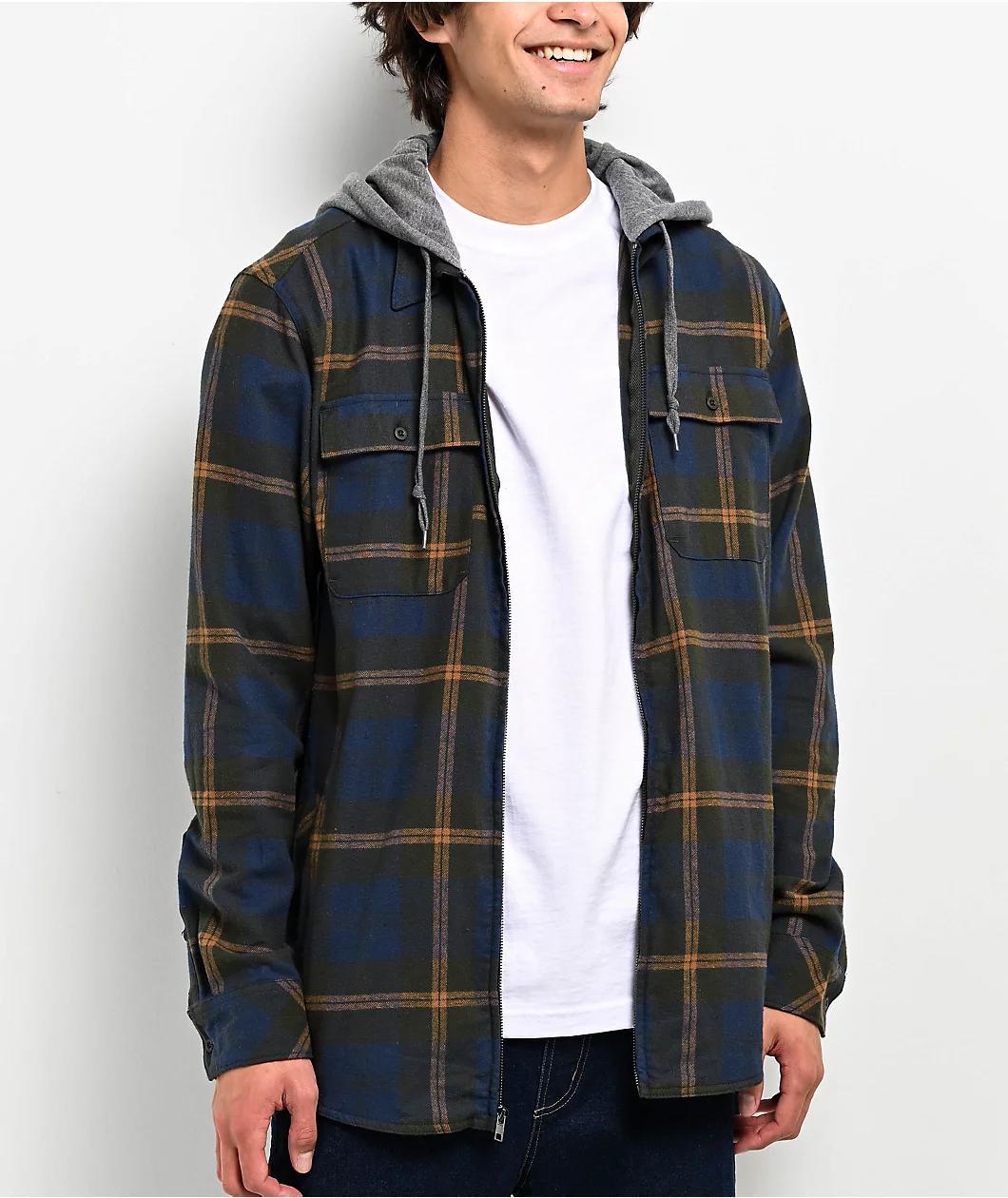 Empyre Chancer Blue & Yellow Hooded Flannel Shirt Product Image