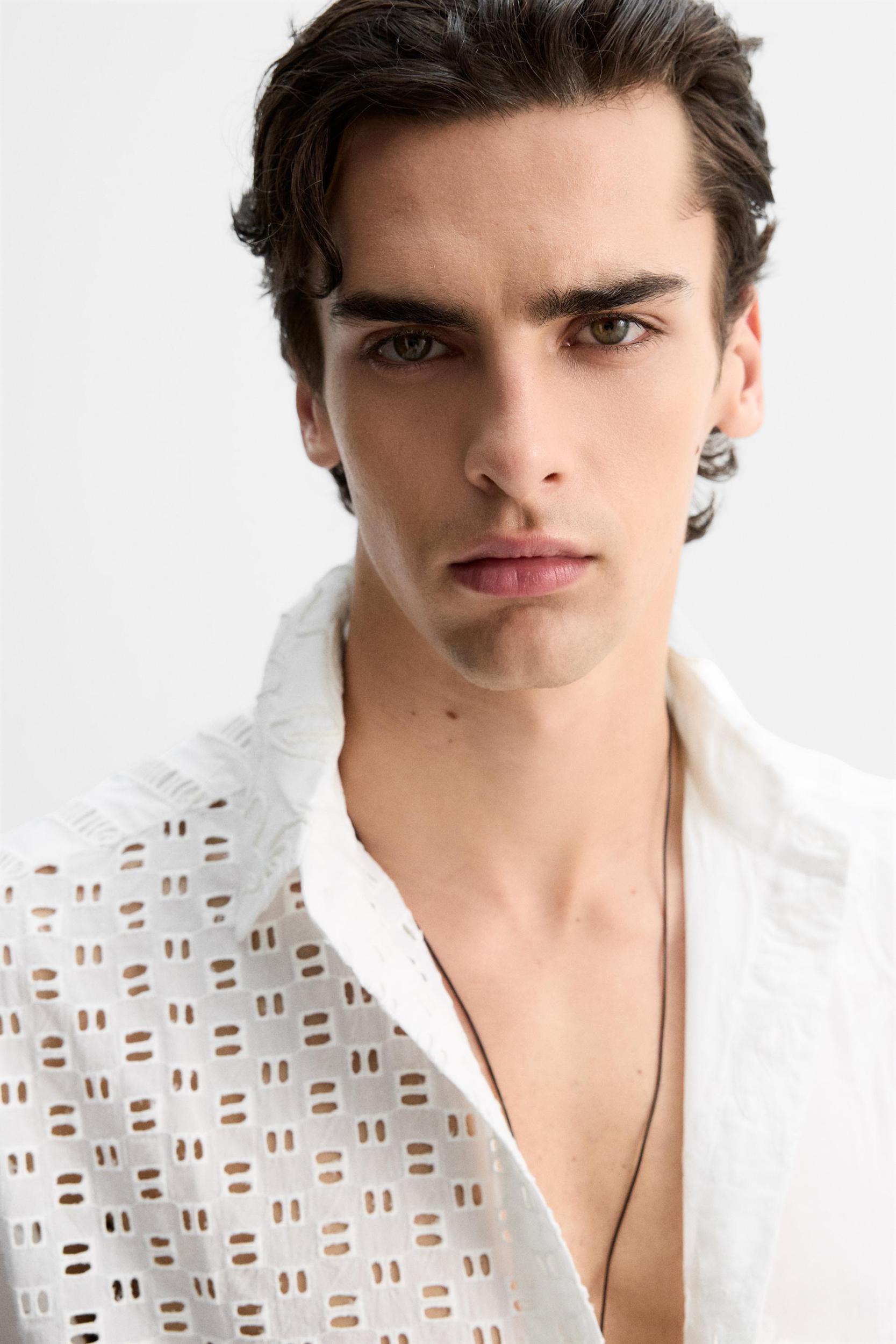 DIE-CUT EMBROIDERED PATCHWORK SHIRT Product Image