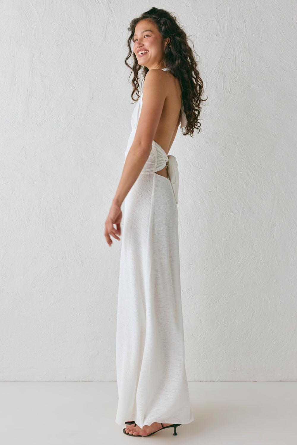 When In Italy Halter Midi Dress White Product Image